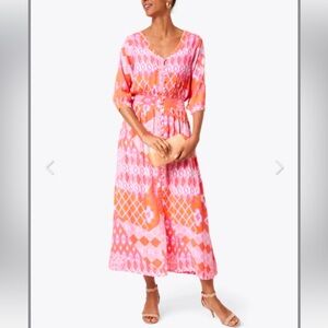Walker & Wade Midi Kelsey Dress Pink Orange Flamingo sz XS